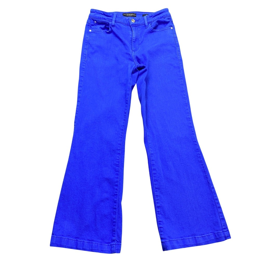 Guess 1981 Flare Ankle Jeans Royal Blue High Rise Denim Sz 27 Grunge Western